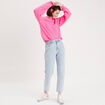 Jeans mom taille haute denim bleach femme