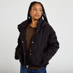 Veste droite &agrave; capuche manches longues noir femme