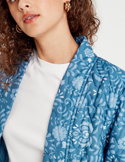 Veste effet matelassé bleu marine femme