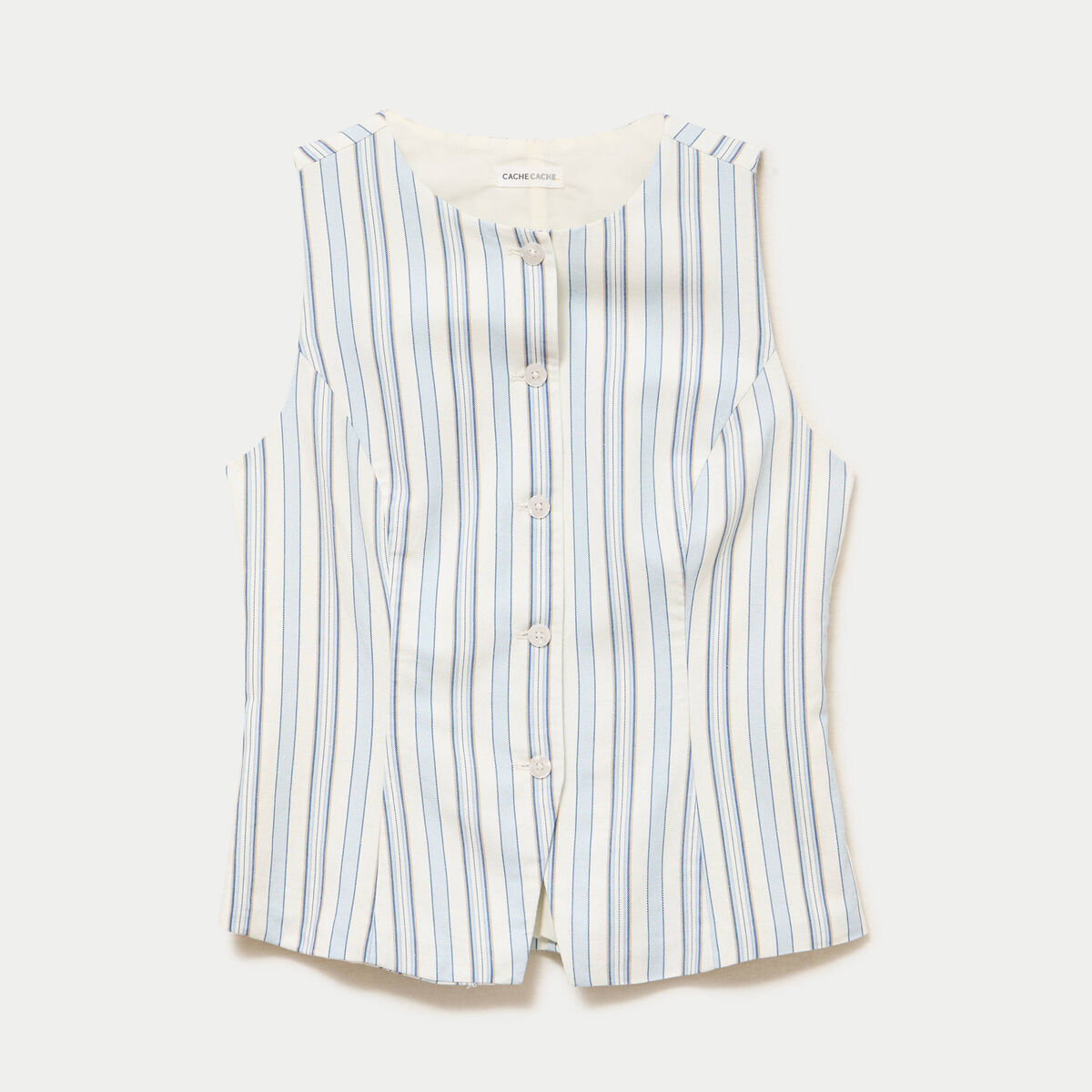 Gilet sans manches boutonn&eacute; blanc femme