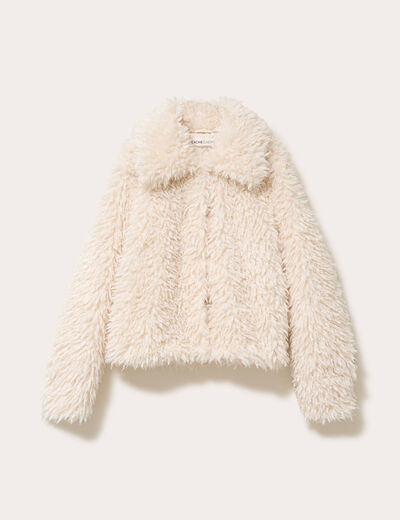 Veste fausse fourrure ecru femme