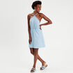Robe évasée bretelles nouées denim bleach femme