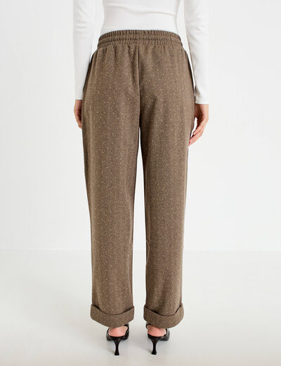 Jogging jegging en maille taupe femme
