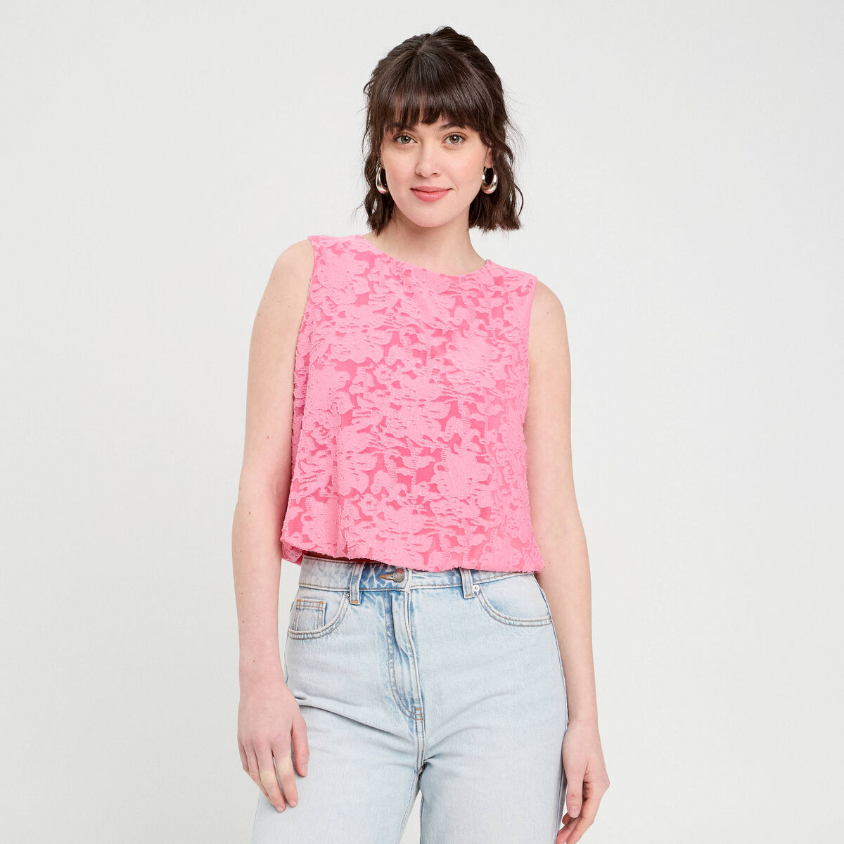 Top sans manches rose femme