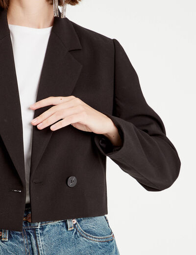 Veste blazer courte noir femme