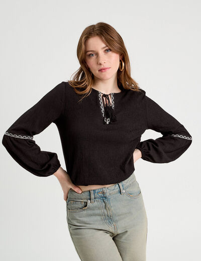 Blouse manches longues noir femme