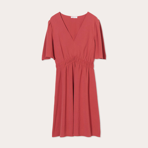 Robe évasée taille élastiquée vieux rose femme