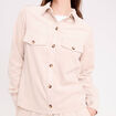 Chemise velours c&ocirc;tel&eacute; sable femme