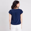 Blouse manches courtes bleu marine femme
