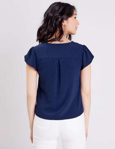 Blouse manches courtes bleu marine femme