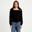 Pull col bardot manches longues noir femme