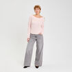 Pull col bateau rose clair femme