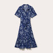 Robe longue col chemise bleu marine femme