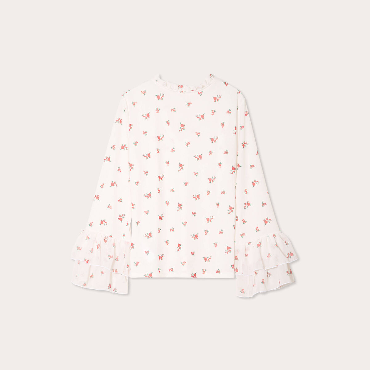 Blouse manches volants ecru femme