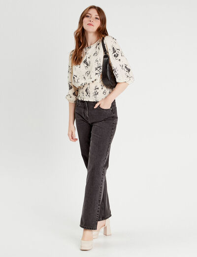 Blouse manches 3/4 blanc femme
