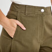 Pantalon chino coupe barrel vert kaki femme