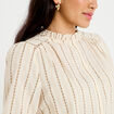 Blouse ajour&eacute;e manches longues marron femme