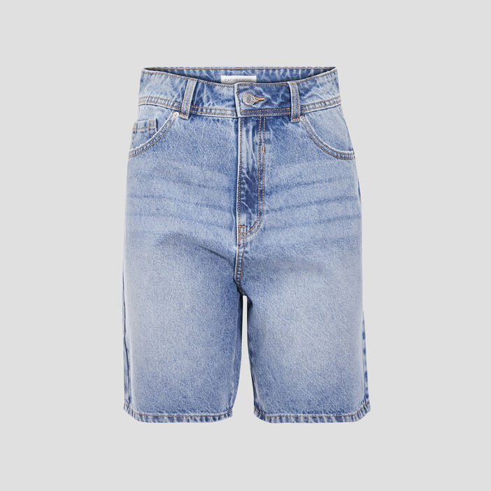 Bermuda droit en jean denim double stone femme
