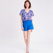 Blouse manches courtes imprimé violet femme