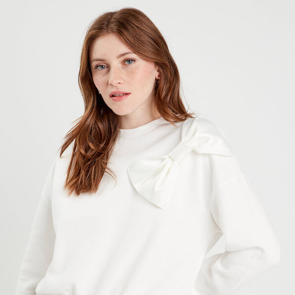 sweat manches longues noeud ecru femme Sweat manches longues noeud ecru femme