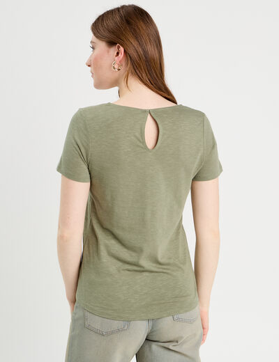T-shirt manches courtes vert kaki femme