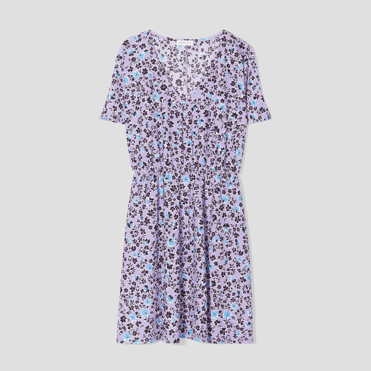 Robe évasée col en V parme femme