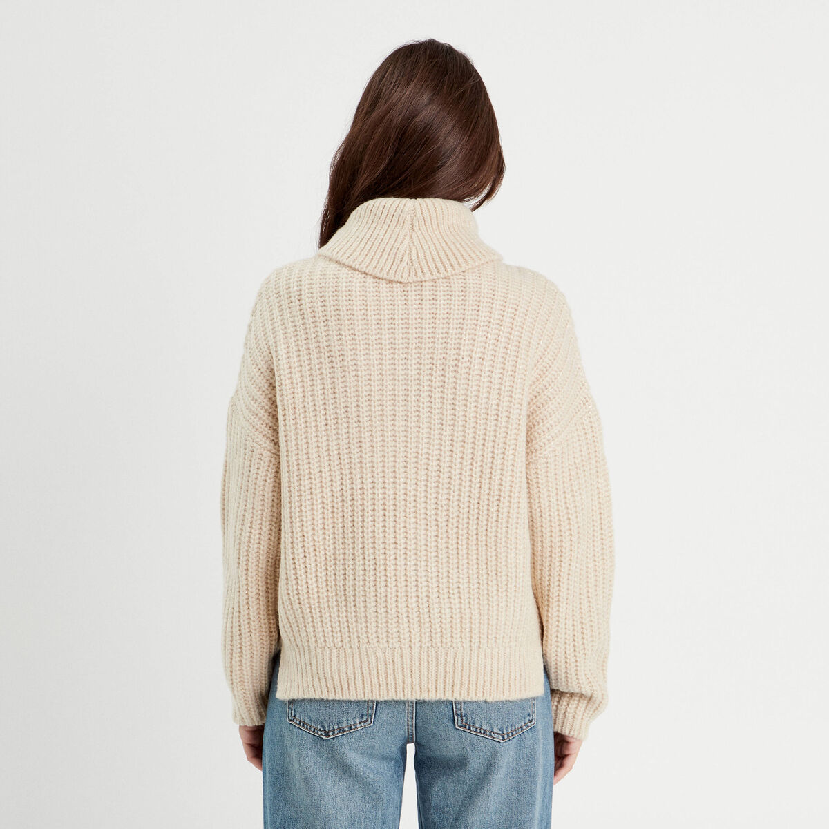 Pull avec col roulé ecru femme