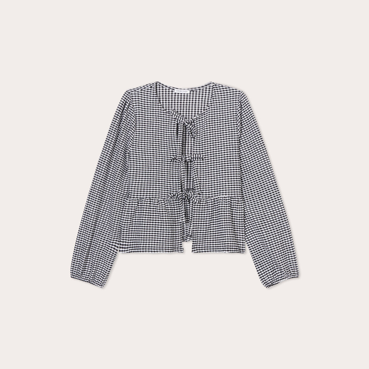 Blouse nouée manches longues blanc femme