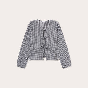 Blouse nouée manches longues blanc femme