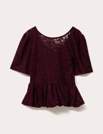 Blouse manches courtes rouge foncé femme