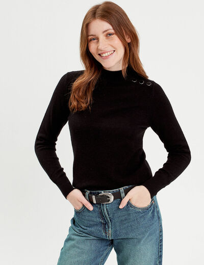 Pull manches longues noir femme