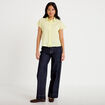 Chemise ample pliss&eacute;e manches courtes jaune femme