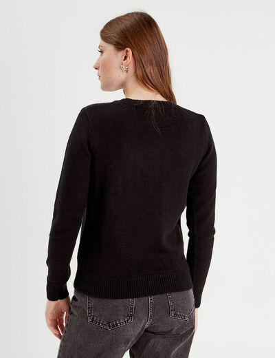 Pull manches longues noir femme
