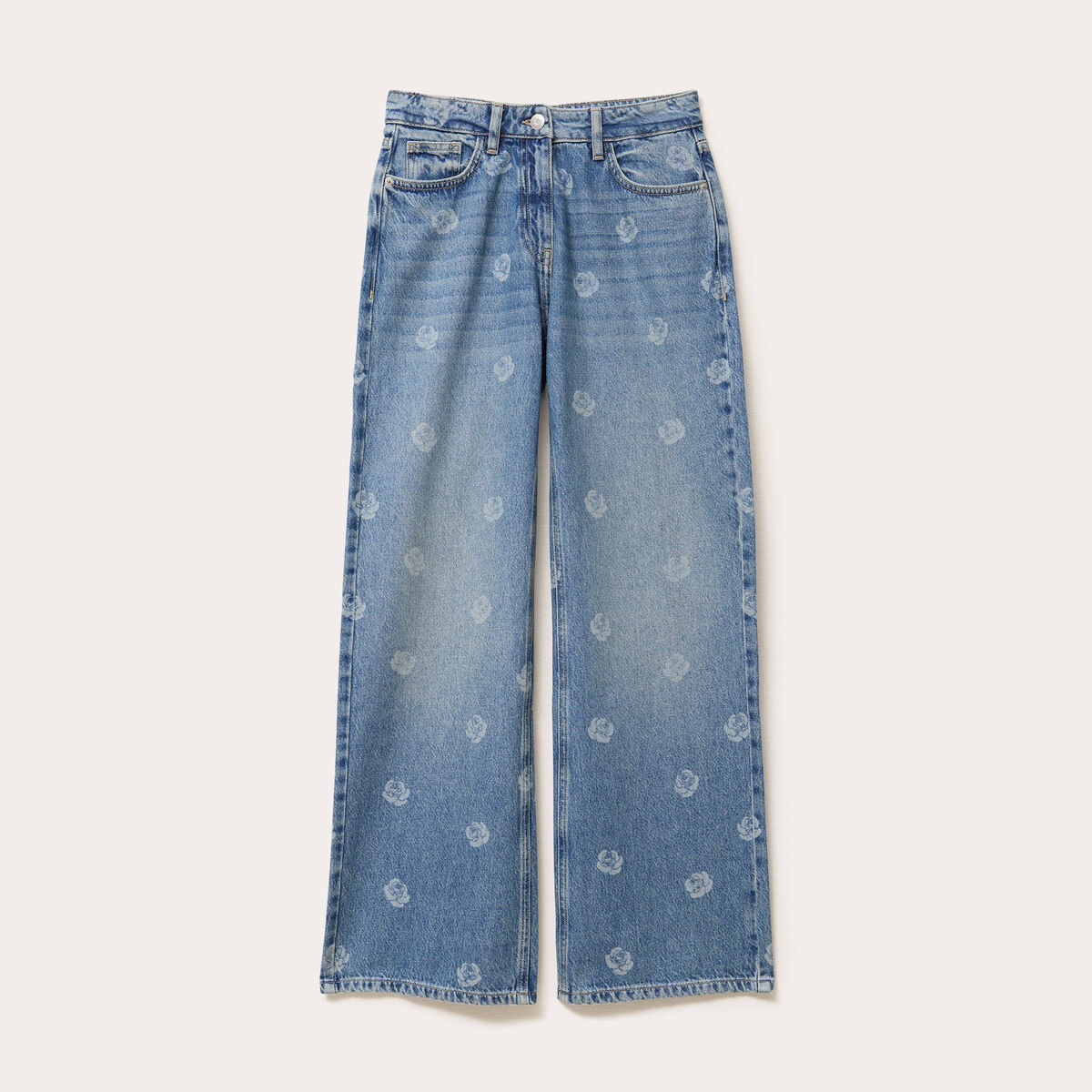 Jean wide leg imprimé denim double stone femme
