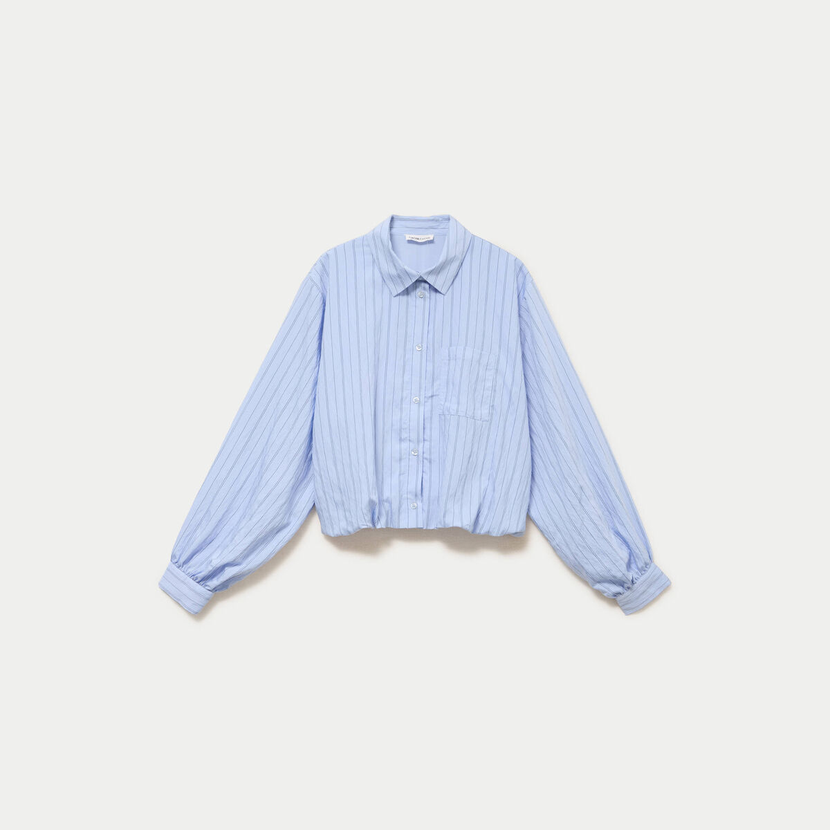 Chemise ample cropped effet boule bleu femme