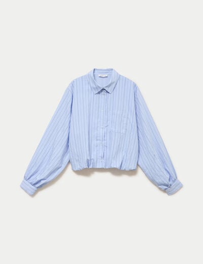 Chemise ample cropped effet boule bleu femme