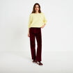 Pantalon bootcut taille haute velours bordeaux femme