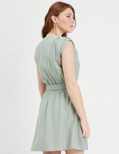 Robe évasée ceinturée vert pastel femme