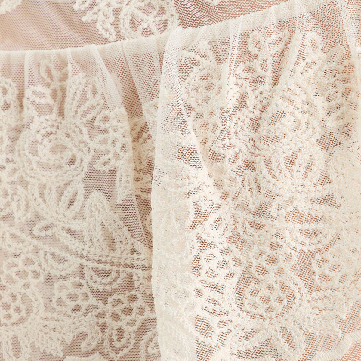 Blouse manches 3/4 dentelle ecru femme