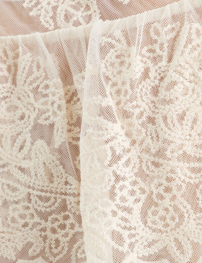 Blouse manches 3/4 dentelle ecru femme