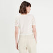 Top macramé boutonné ecru femme