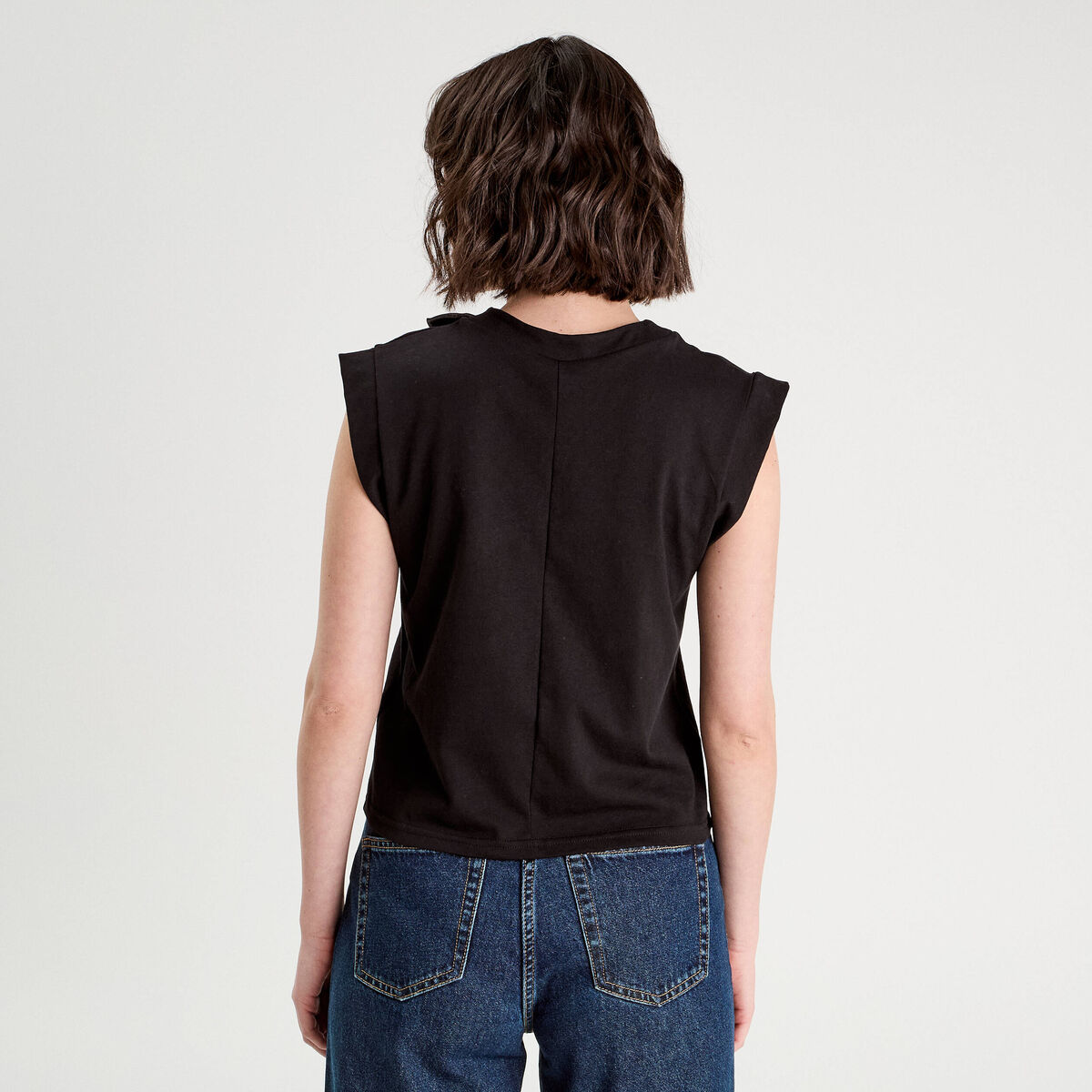 T-shirt détail noeud noir femme