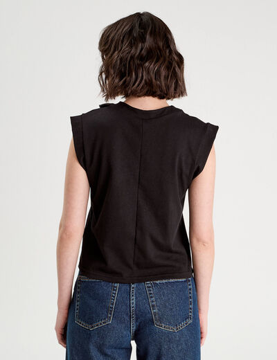 T-shirt détail noeud noir femme
