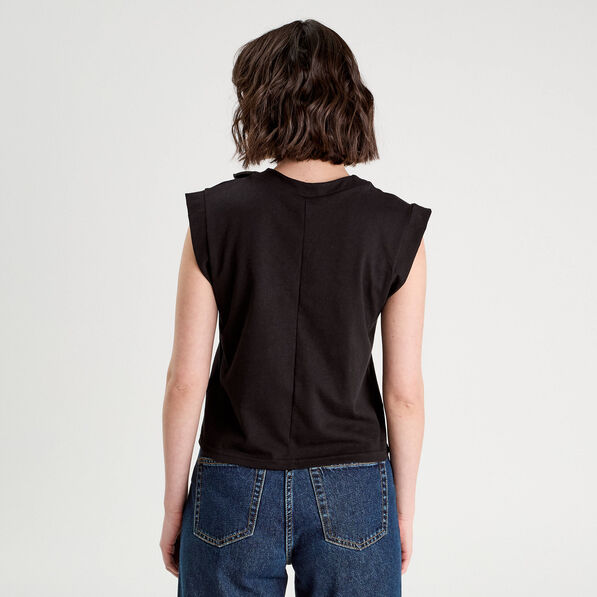 T-shirt détail noeud noir femme