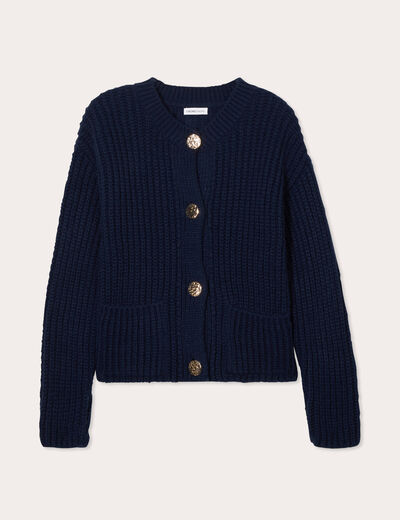 Gilet manches longues bleu marine femme