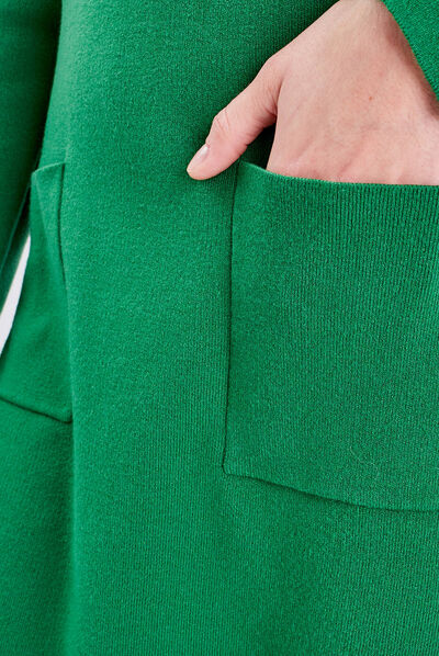 Robe pull droite avec poches vert femme