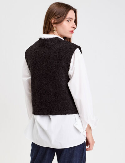 Gilet sans manches col rond noir femme
