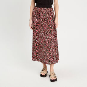 Jupe longue évasée rouge femme