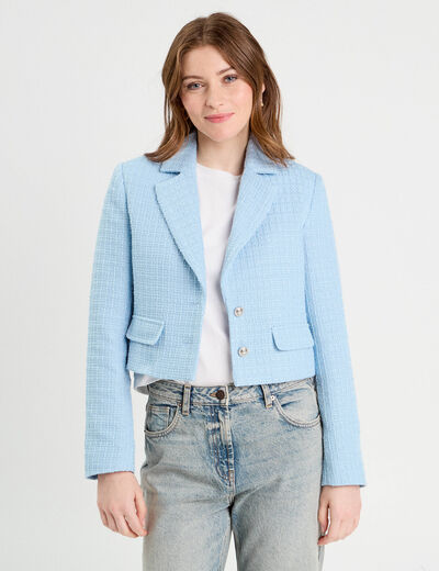 Veste blazer cintrée bleu turquoise femme
