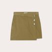 Jupe-short droite en jean vert kaki femme